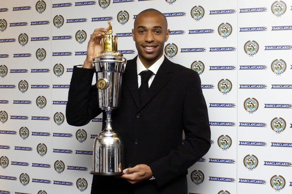 Thierry Henry with his PFA Players' Player of the Year trophy