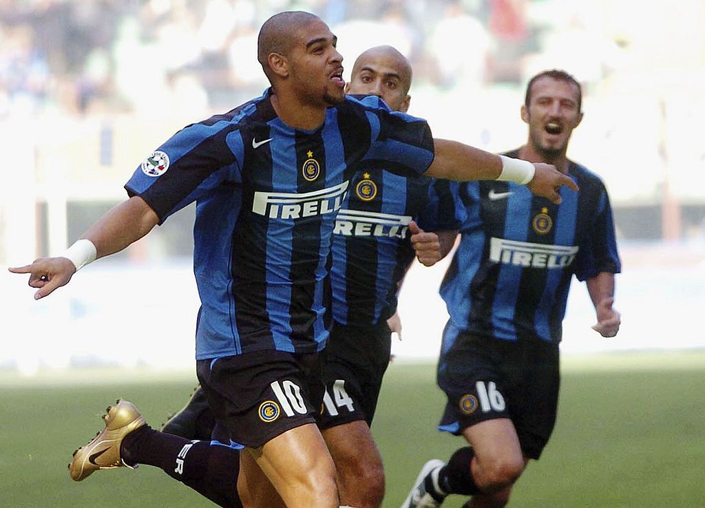 Inter Milan icon Adriano wheels away in celebration