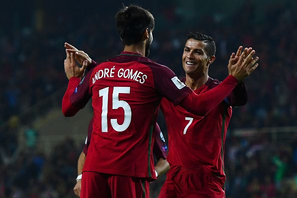 Portugal v Andorra - FIFA 2018 World Cup Qualifier - Andre Gomes and Ronaldo
