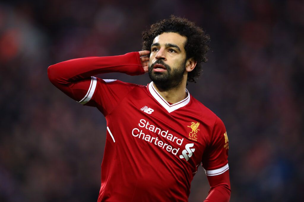 Mohamed Salah celebrating for Liverpool 
