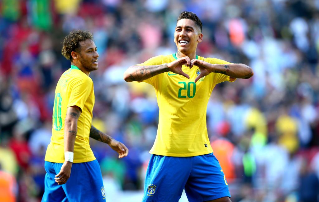 Neymar & Firmino in action together with Brazil