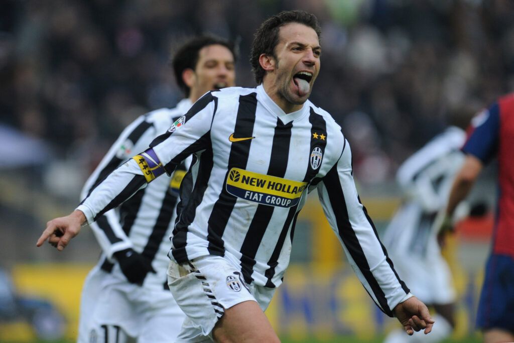Del Piero celebrates scoring for Juventus