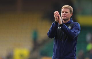 Newcastle manager Eddie Howe against Norwich City at Carrow Road