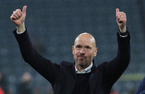 Incoming Manchester United manager Erik ten Hag shows fans his appreciation
