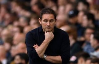 Everton manager Frank Lampard in Premier League game against Brentford