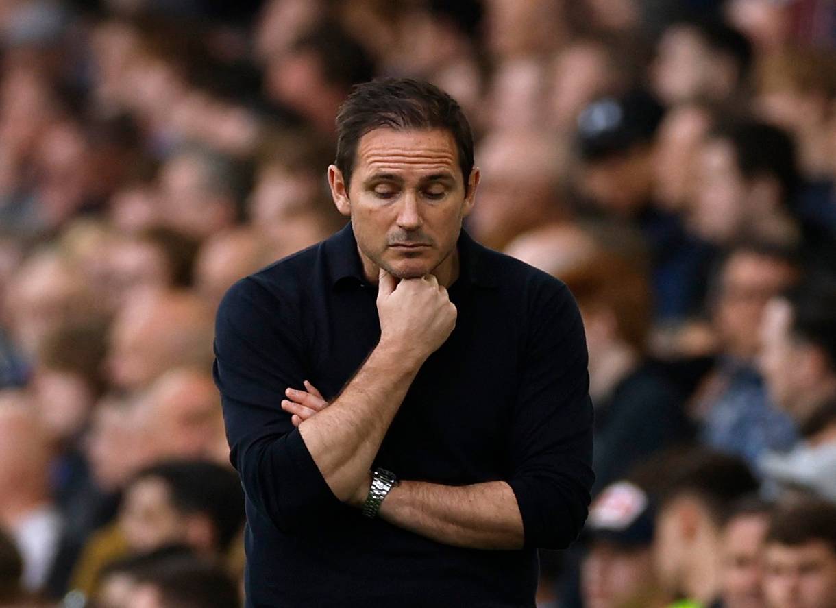 Everton manager Frank Lampard in Premier League game against Brentford