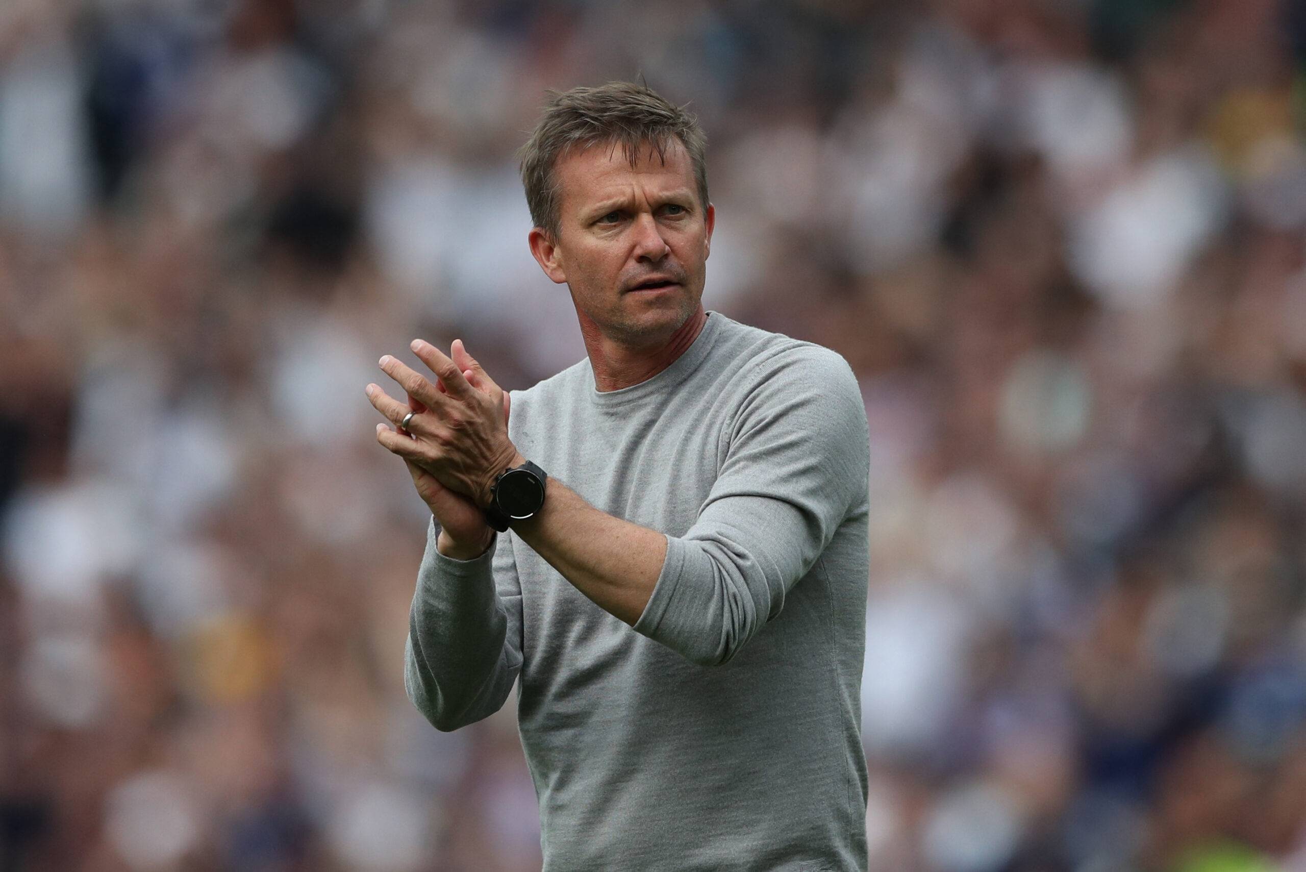 Leeds United head coach Jesse Marsch claps the club's supporters