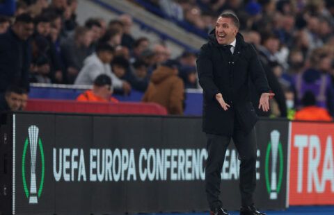 Leicester City manager Brendan Rodgers in AS Roma game