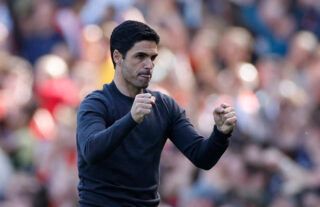 Arsenal manager Mikel Arteta in Premier League game against Leeds United