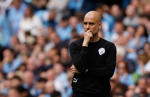 Manchester City boss Pep Guardiola deep in thought