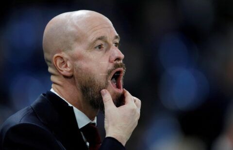 Incoming Manchester United manager Erik ten Hag on the touchline
