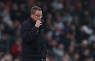 Ralf Rangnick taking charge of a Premier League game for Manchester United