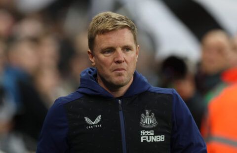 Newcastle United boss Eddie Howe watches on from the sidelines