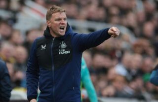 Newcastle United head coach Eddie Howe reacts on the touchline