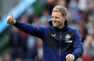 Newcastle United boss Eddie Howe giving the thumbs-up