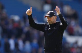 Southampton boss Ralph Hasenhuttl salutes the supporters
