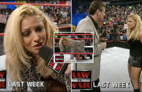 Trish Stratus barks like a dog with Vince McMahon segment