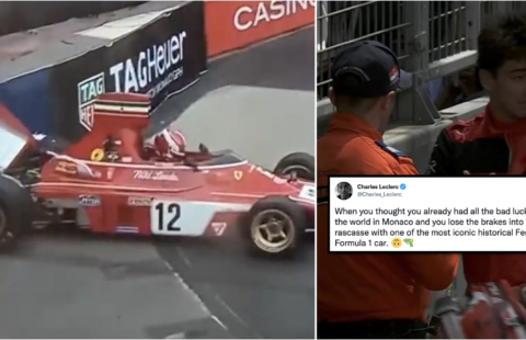 Charles Leclerc's viral tweet after crashing Niki Lauda's Ferrari in Monaco