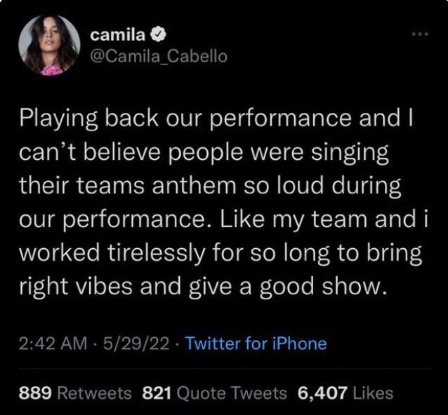 Tweet Camilla Cabello yang meremehkan Liverpool dan Real Madrid