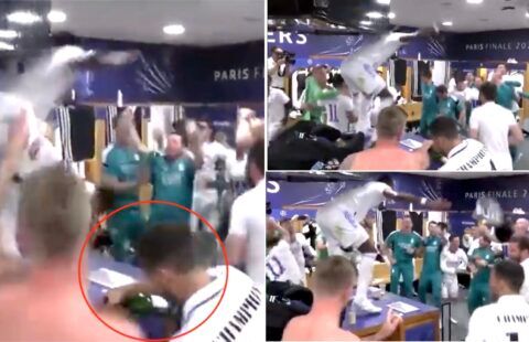 Toni Kroos had to intervene when Eden Hazard poured champagne for his son after winning UCL