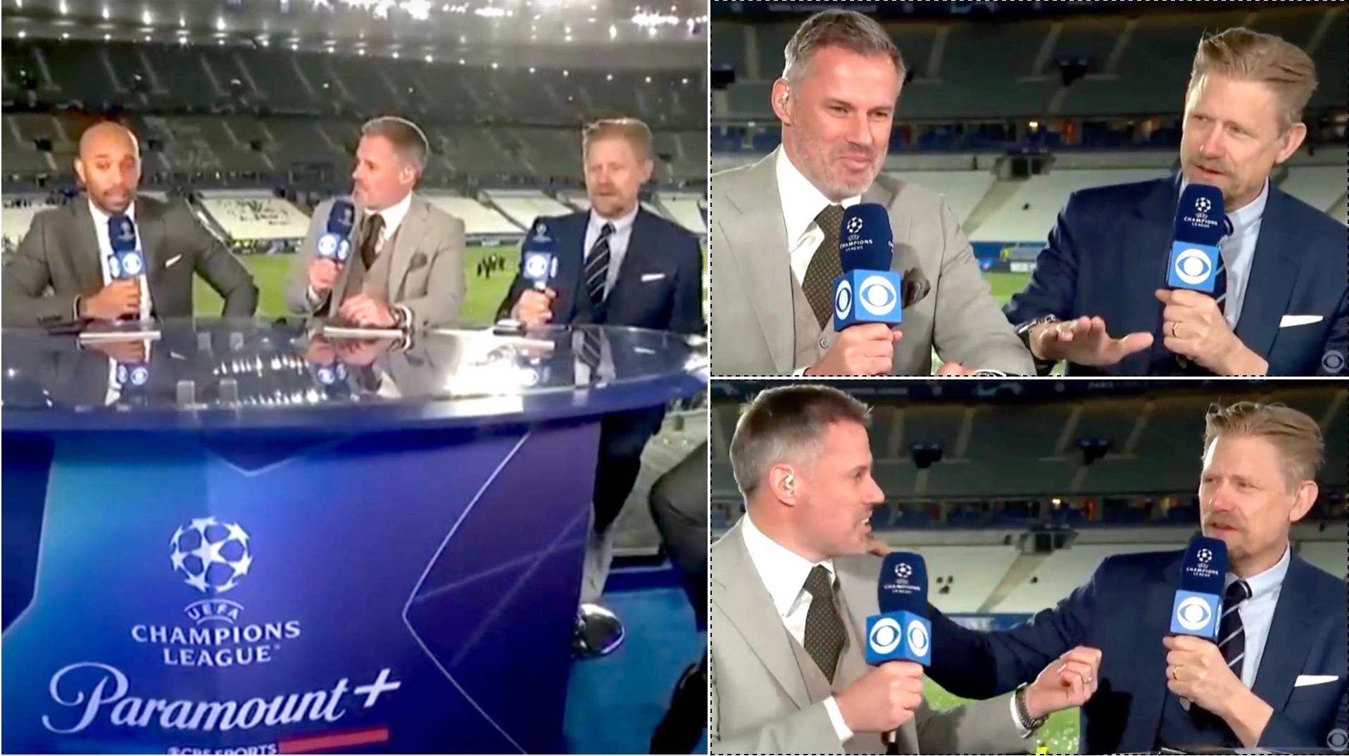Peter Schmeichel put Jamie Carragher back in his place after he roasted Man Utd on live TV