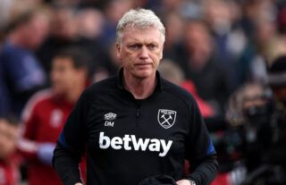West Ham manager David Moyes looking disappointed