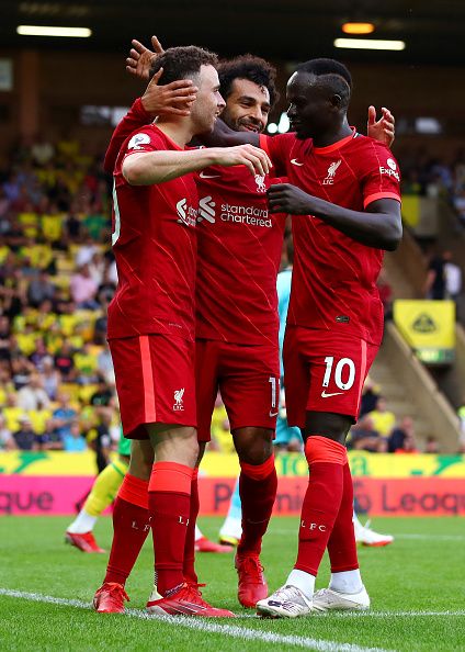 Liverpool's Jota, Salah and Mane.