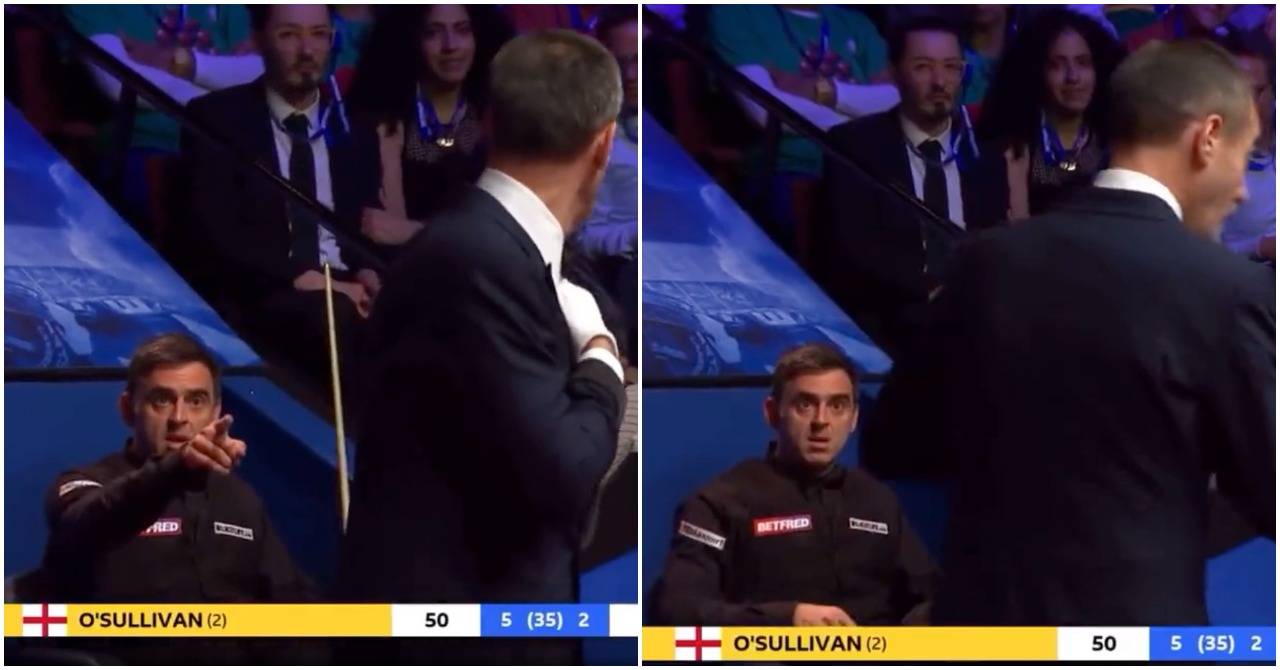 Ronnie O'Sullivan argues with the referee