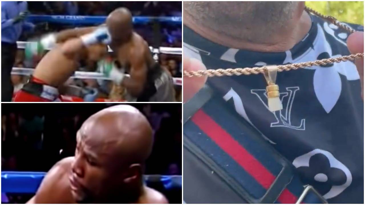 Floyd Mayweather's tooth on a necklace