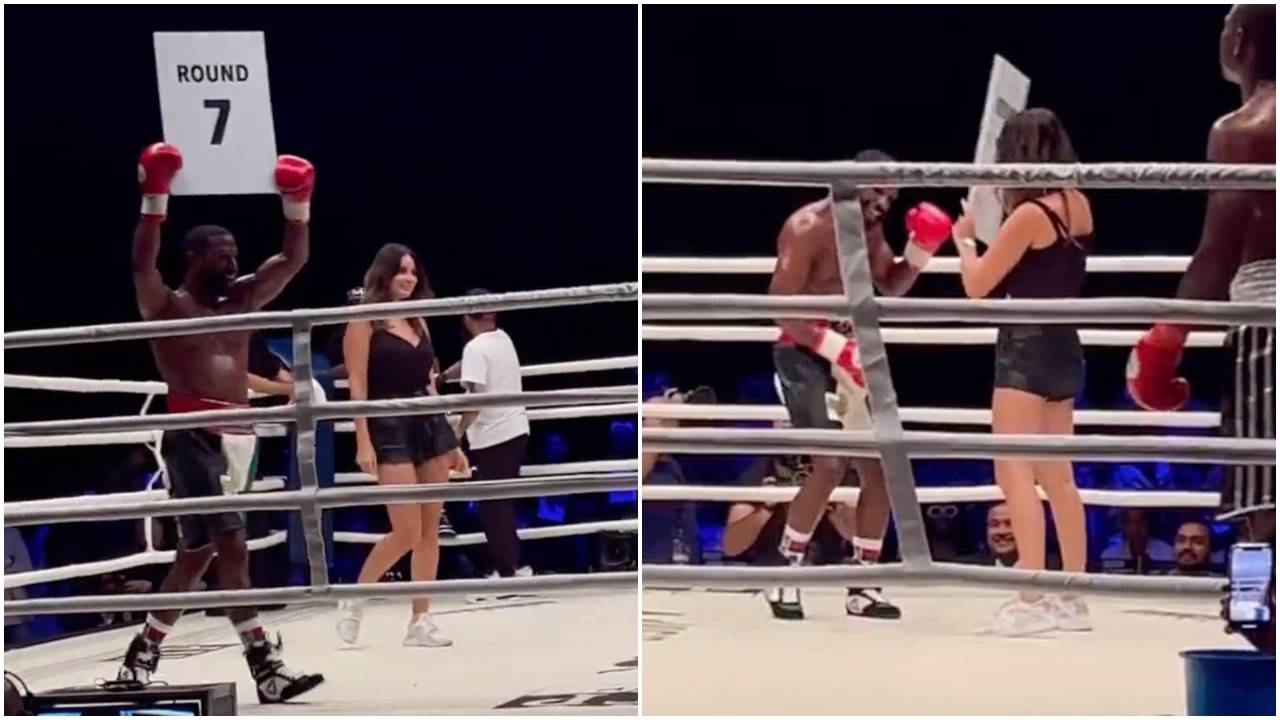 Floyd Mayweather took on the job of a ring girl