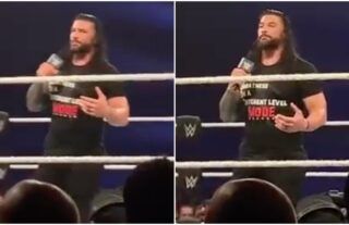 Roman Reigns delivering his 'last ever' WWE house show promo
