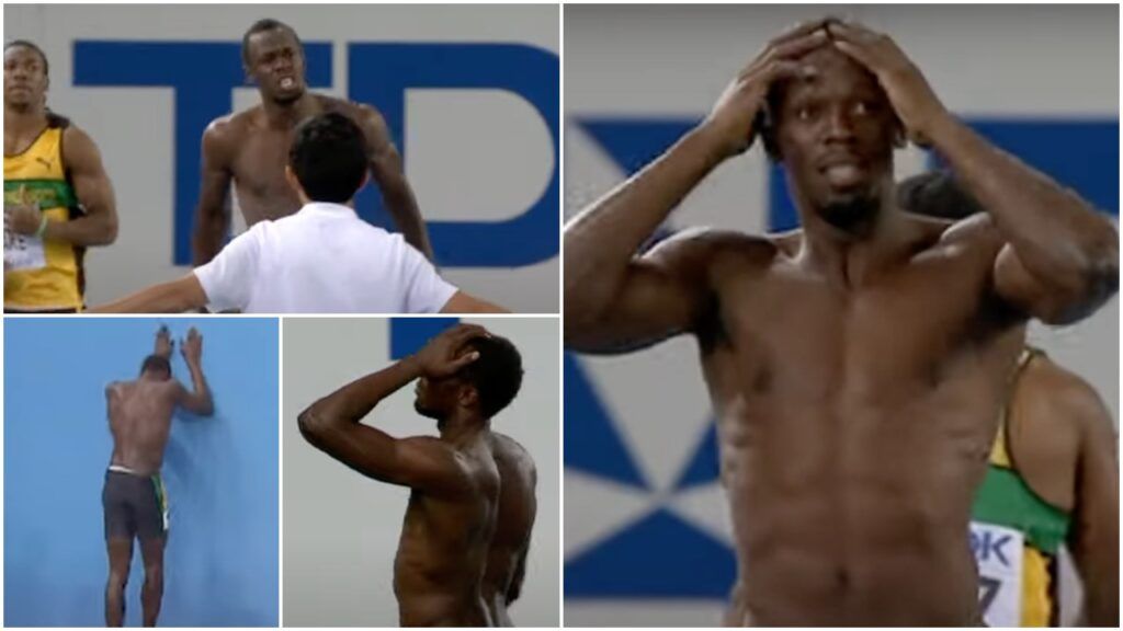 Usain Bolt after his error