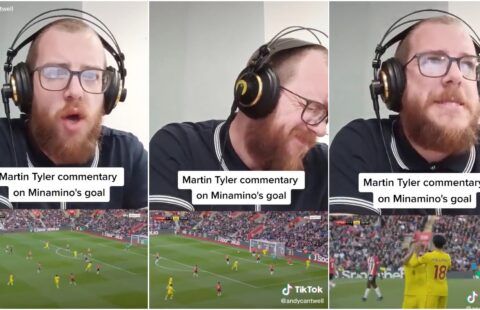 Fan’s video of Martin Tyler’s commentary for Minamino’s goal vs Southampton has gone viral