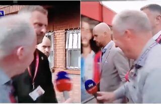 Sky reporter’s attempt to speak to Man Utd’s Erik ten Hag for first time was incredibly awkward