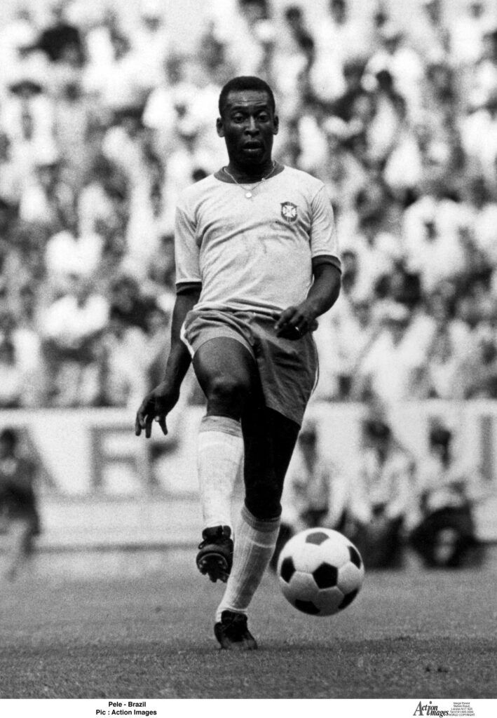 Pele playing for Brazil.