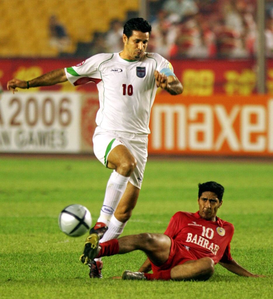 Daei on the ball for Iran.