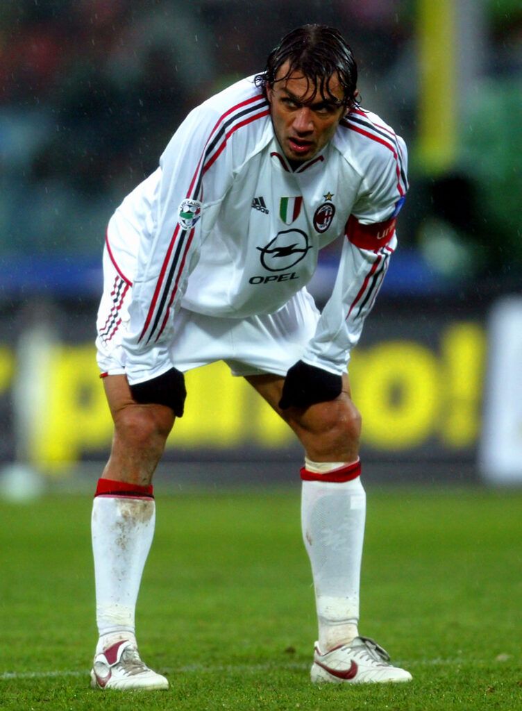Maldini playing for AC Milan.