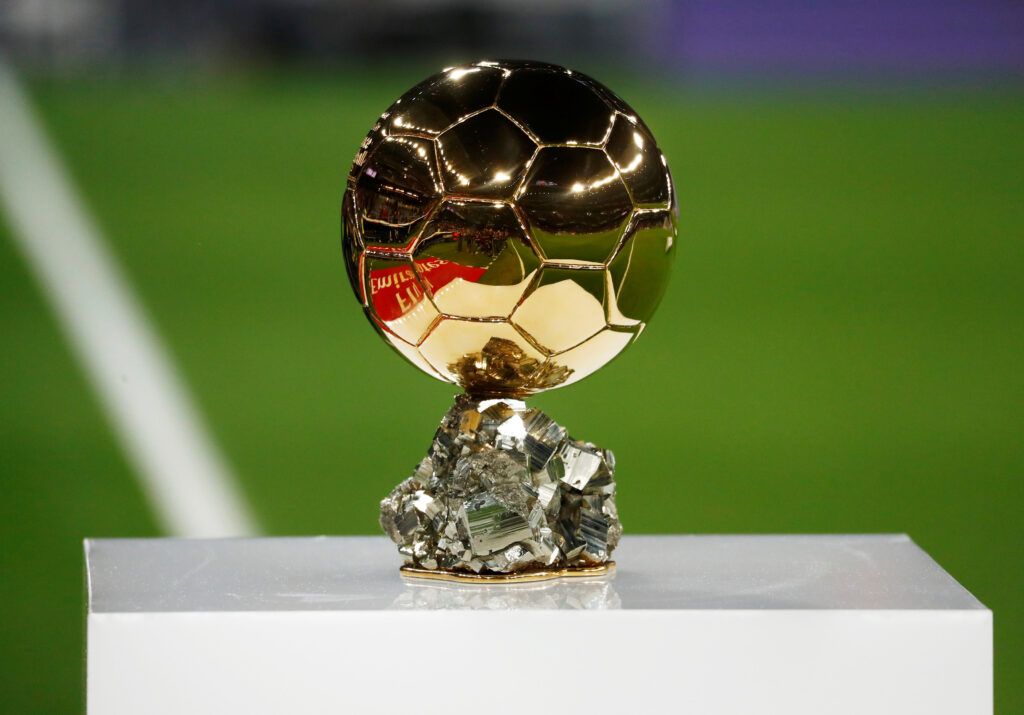 The Ballon d'Or trophy on display.