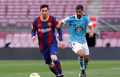 Messi on the ball for Barcelona.