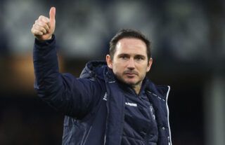 Everton's Lampard gives a thumbs up.