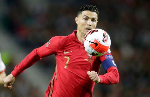 Ronaldo playing for Portugal.