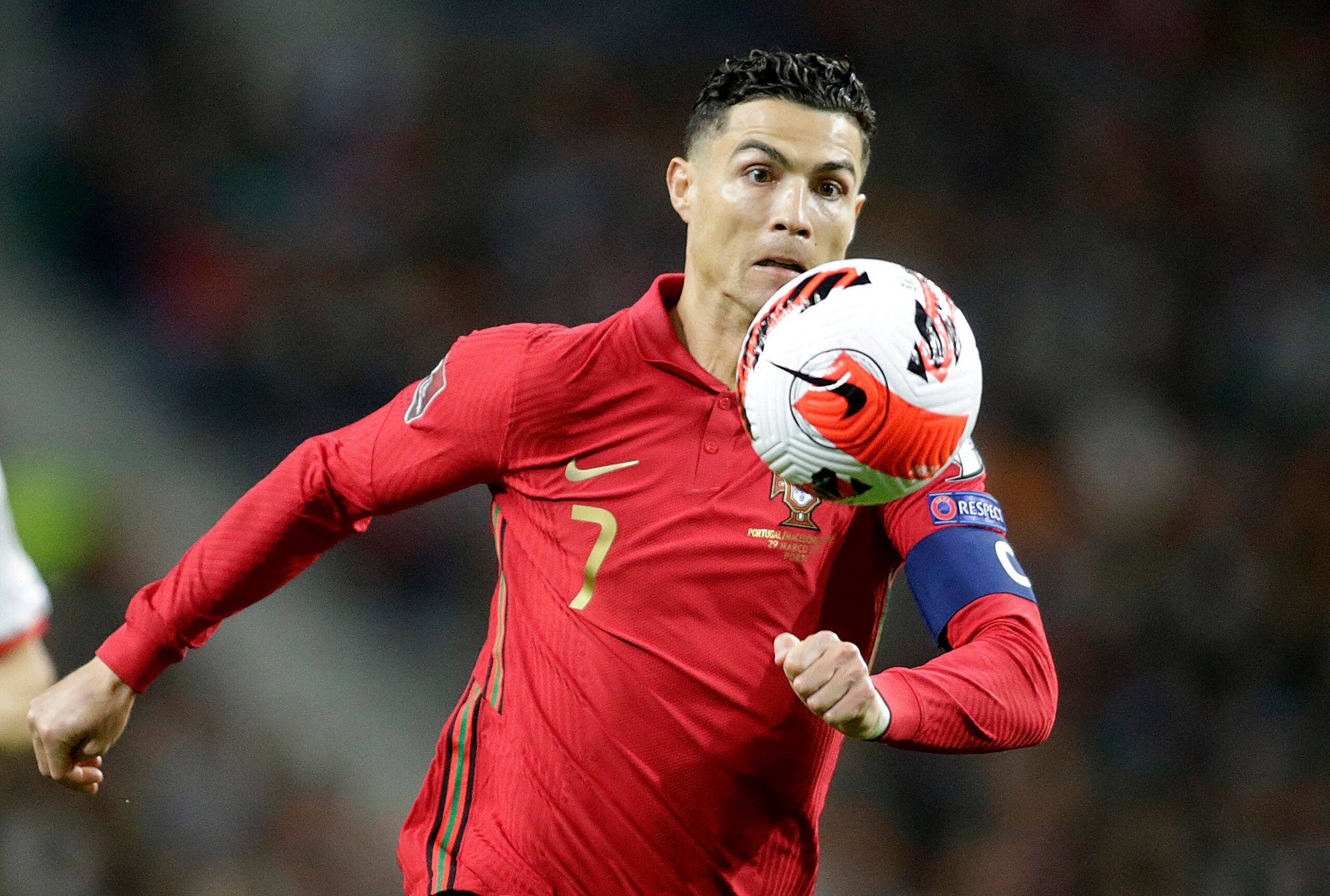 Ronaldo playing for Portugal.