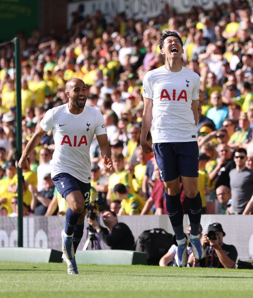 Tottenham's Son celebrating.