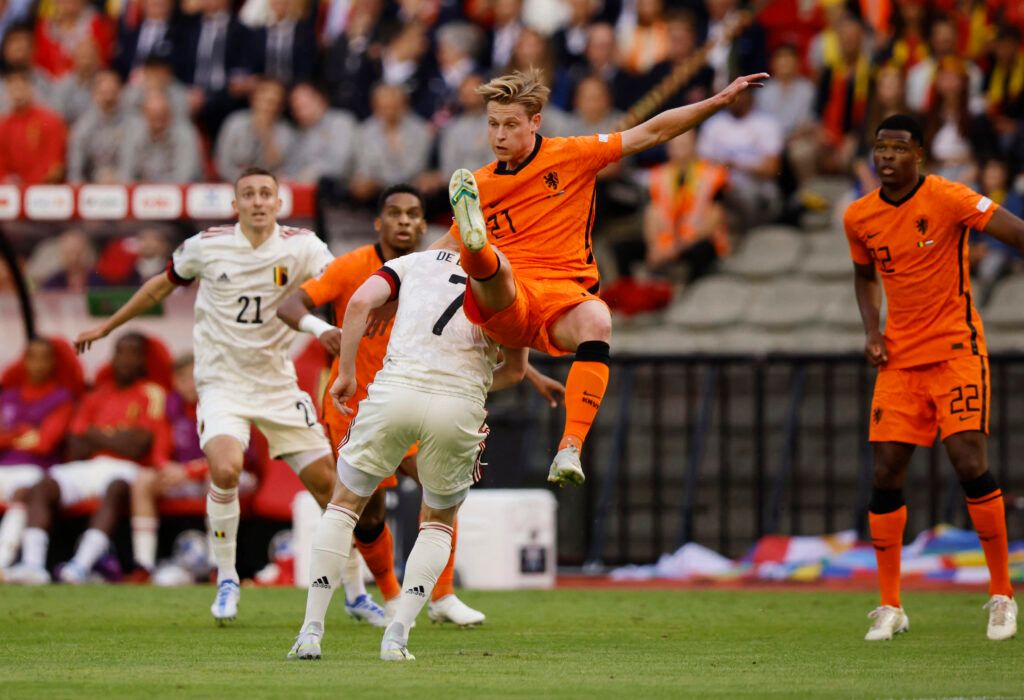 Holland's Frenkie de Jong in action vs Belgium