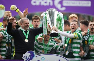 Celtic boss Ange Postecoglou celebrating