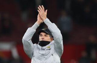 Chelsea manager Thomas Tuchel acknowledging the fans