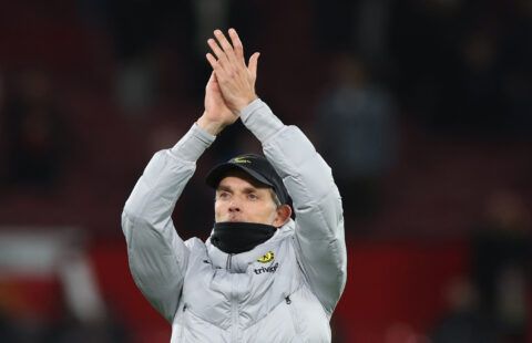 Chelsea manager Thomas Tuchel acknowledging the fans