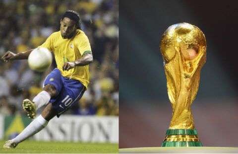Ronaldinho and World Cup trophy