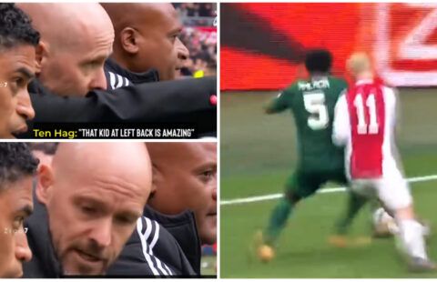 Erik ten Hag's first reaction to Tyrell Malacia in action shows how exciting a talent he is