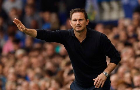 Everton manager Frank Lampard giving instructions to his side